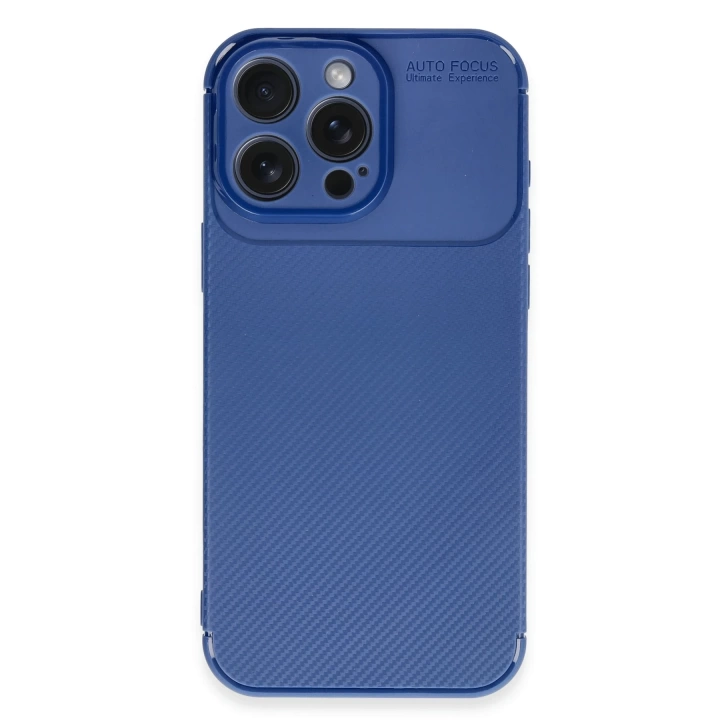BFS  iPhone 16 Pro Max Kılıf Auto Focus Karbon Kapak - Lacivert