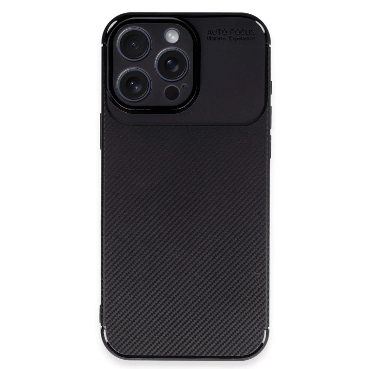 BFS  iPhone 16 Pro Max Kılıf Auto Focus Karbon Kapak - Siyah