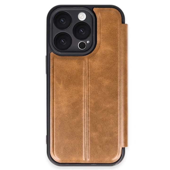BFS  iPhone 16 Pro Max Kılıf Flip Cover - Taba