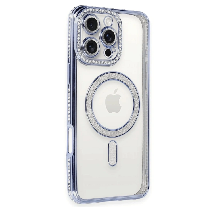 BFS  iPhone 16 Pro Max Kılıf Joke Simli Magneticsafe Kılıf - Mavi