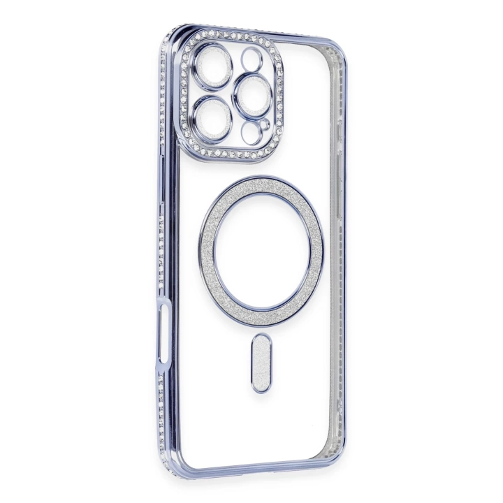 BFS  iPhone 16 Pro Max Kılıf Joke Simli Magneticsafe Kılıf - Mavi
