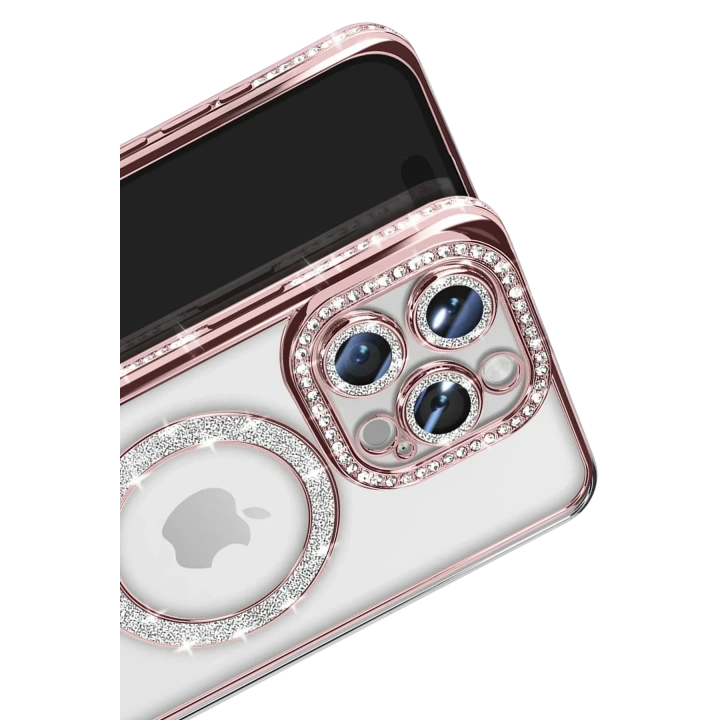 BFS  iPhone 16 Pro Max Kılıf Joke Simli Magneticsafe Kılıf - Pembe