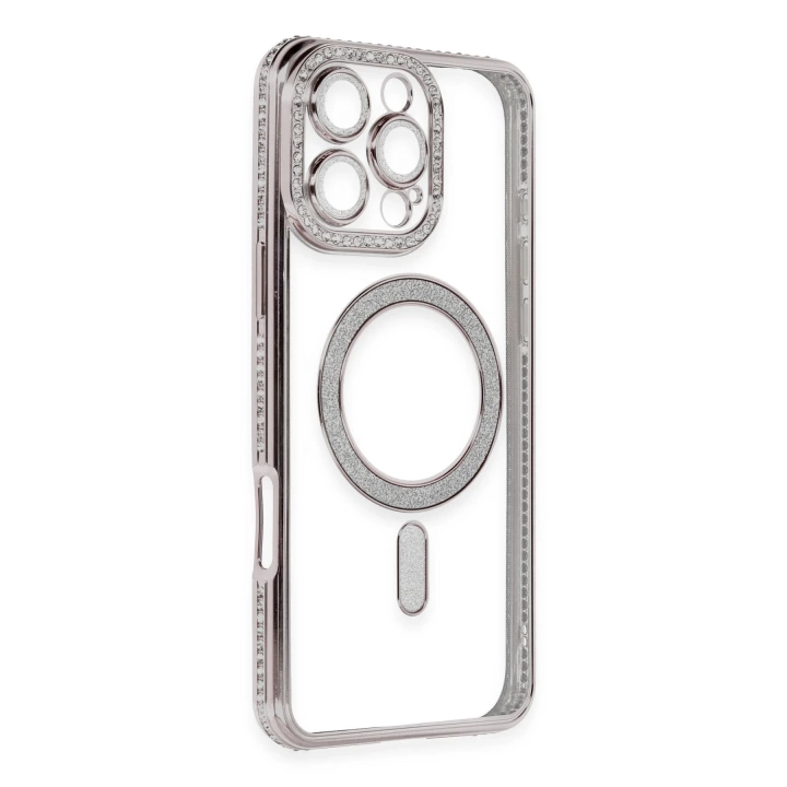 BFS  iPhone 16 Pro Max Kılıf Joke Simli Magneticsafe Kılıf - Pembe
