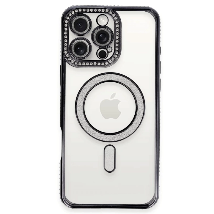BFS  iPhone 16 Pro Max Kılıf Joke Simli Magneticsafe Kılıf - Siyah
