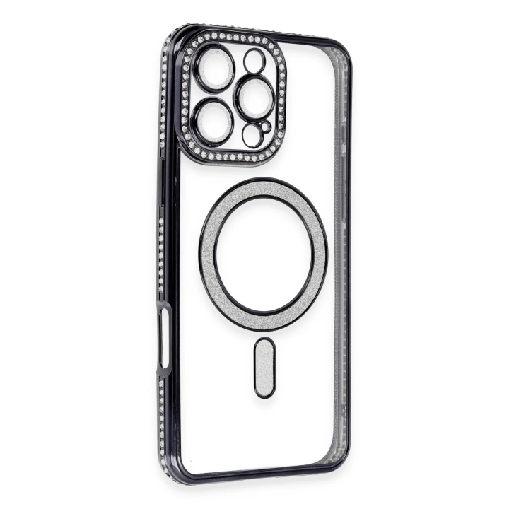 BFS  iPhone 16 Pro Max Kılıf Joke Simli Magneticsafe Kılıf - Siyah