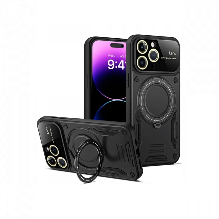 BFS  iPhone 16 Pro Max Kılıf Joy Lens Standlı Kapak - Siyah