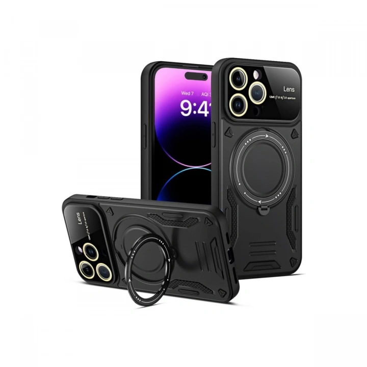 BFS  iPhone 16 Pro Max Kılıf Joy Lens Standlı Kapak - Siyah