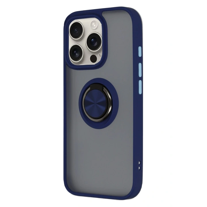 BFS  iPhone 16 Pro Max Kılıf Montreal Yüzüklü Silikon Kapak - Lacivert