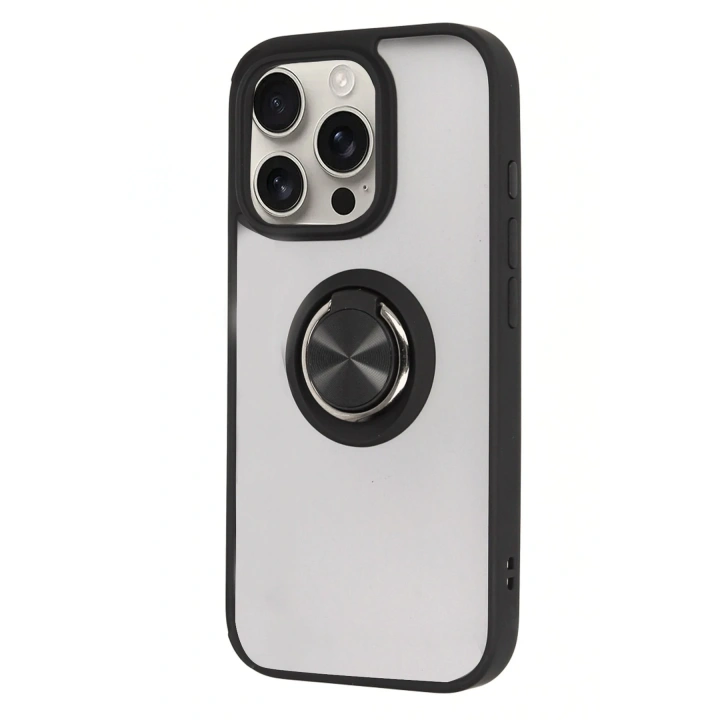 BFS  iPhone 16 Pro Max Kılıf Montreal Yüzüklü Silikon Kapak - Siyah