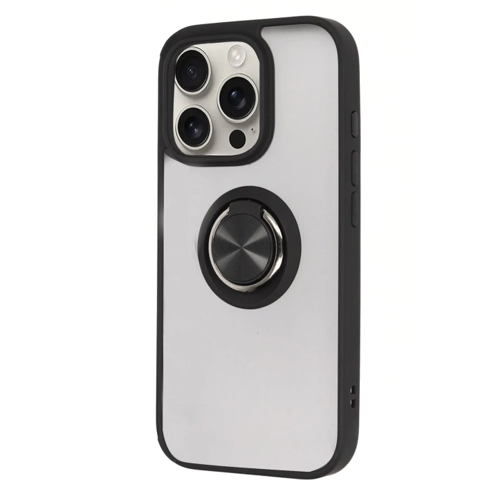 BFS  iPhone 16 Pro Max Kılıf Montreal Yüzüklü Silikon Kapak - Siyah