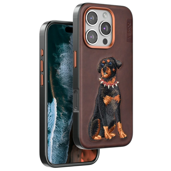 BFS  iPhone 16 Pro Max Perma Desenli Kapak - Koyu Kahve