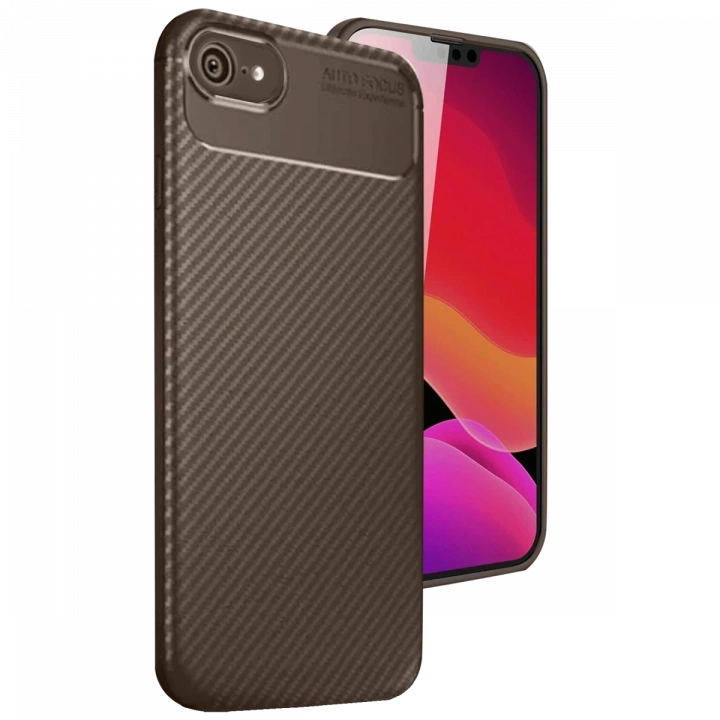 BFS  iPhone 16E Kılıf Auto Focus Karbon Kapak - Kahverengi