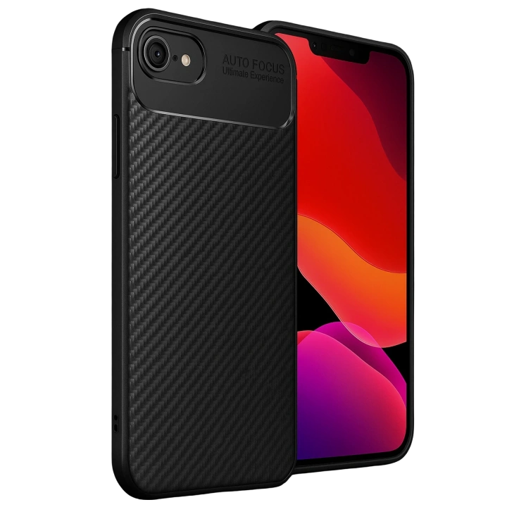 BFS  iPhone 16E Kılıf Auto Focus Karbon Kapak - Siyah