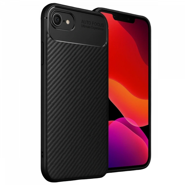 BFS  iPhone 16E Kılıf Auto Focus Karbon Kapak - Siyah