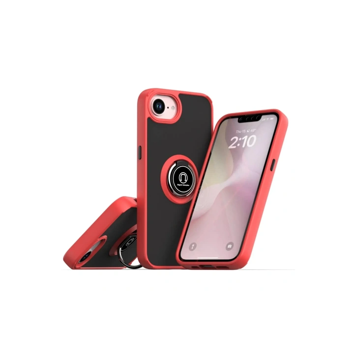 BFS  iPhone 16E Kılıf Montreal Yüzüklü Silikon Kapak - Kırmızı