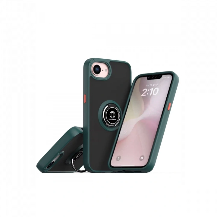 BFS  iPhone 16E Kılıf Montreal Yüzüklü Silikon Kapak - Yeşil