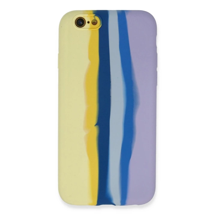 BFS  iPhone 6 Kılıf Ebruli Lansman Silikon - Sarı-Lila