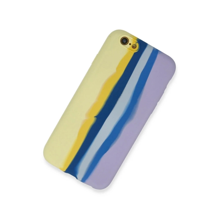 BFS  iPhone 6 Kılıf Ebruli Lansman Silikon - Sarı-Lila