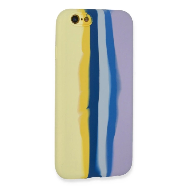 BFS  iPhone 6 Kılıf Ebruli Lansman Silikon - Sarı-Lila