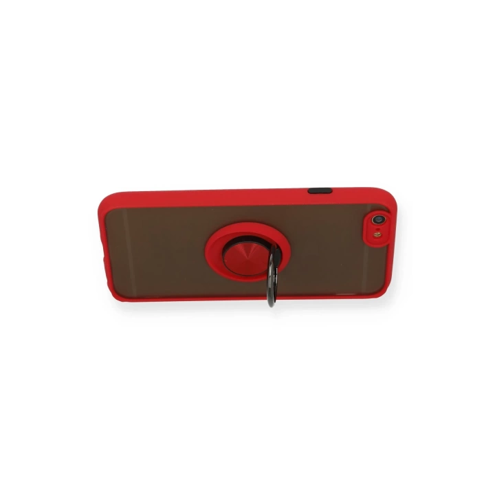 BFS  iPhone 6 Kılıf Montreal Yüzüklü Silikon Kapak - Kırmızı