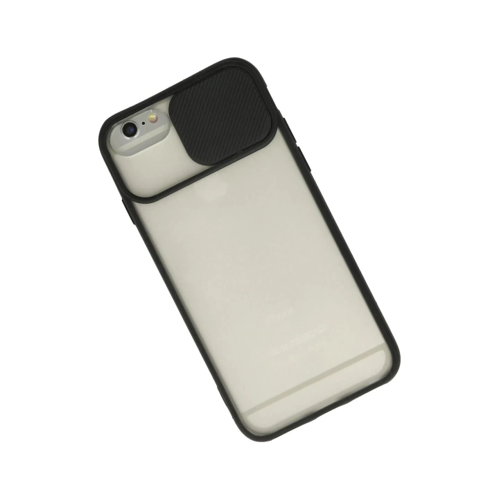 BFS  iPhone 6 Kılıf Palm Buzlu Kamera Sürgülü Silikon - Siyah
