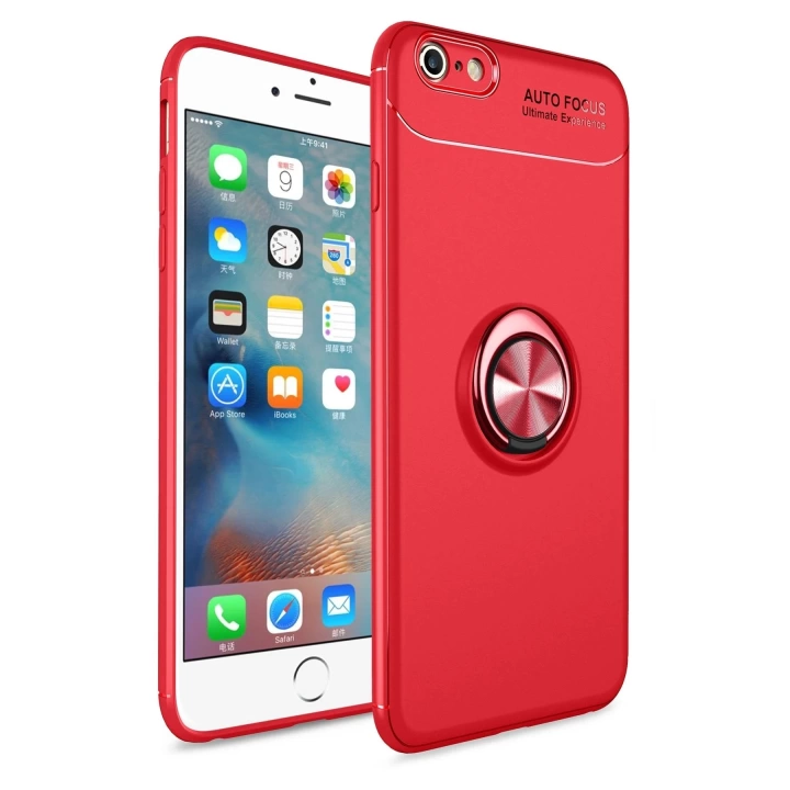 BFS  iPhone 6 Kılıf Range Yüzüklü Silikon - Kırmızı
