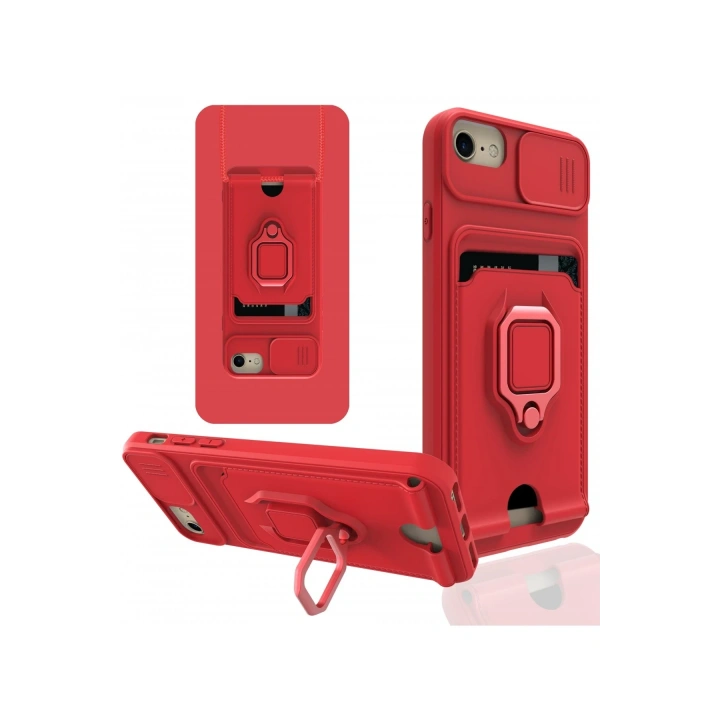 BFS  iPhone 6 Kılıf Zuma Kartvizitli Yüzüklü Silikon - Kırmızı