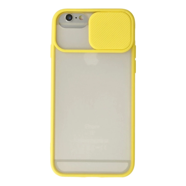 BFS  iPhone 6 Plus Kılıf Palm Buzlu Kamera Sürgülü Silikon - Sarı