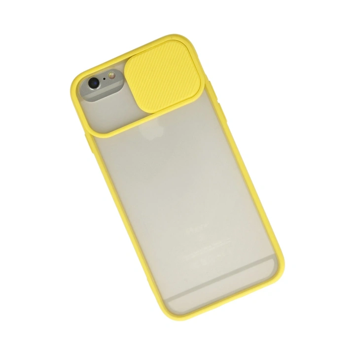 BFS  iPhone 6 Plus Kılıf Palm Buzlu Kamera Sürgülü Silikon - Sarı