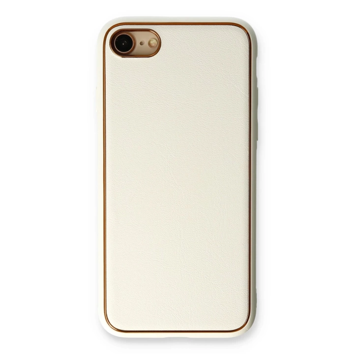 BFS  iPhone 7 Kılıf Coco Deri Silikon Kapak - Beyaz