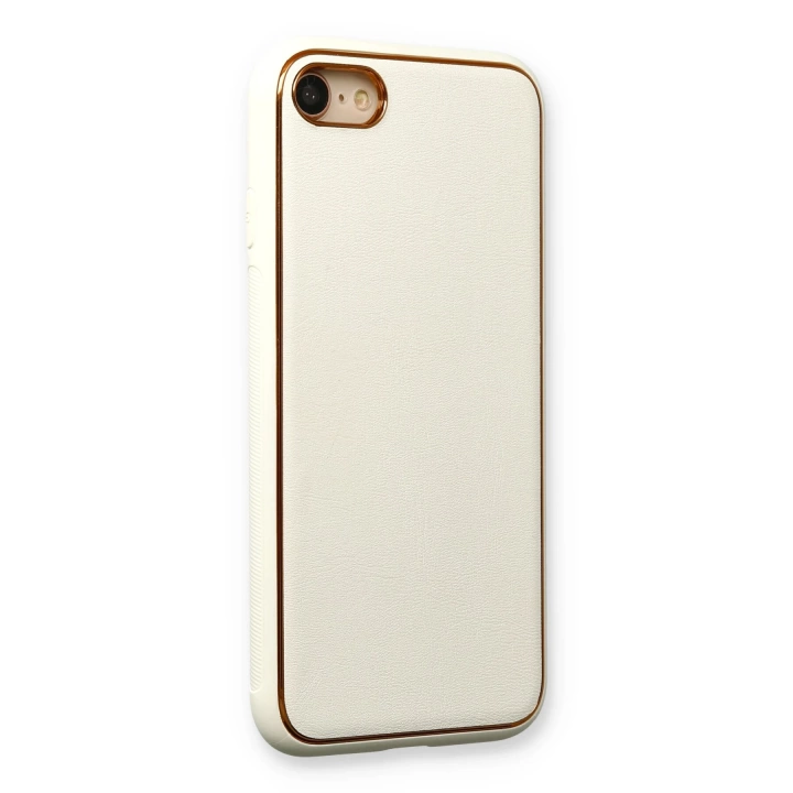 BFS  iPhone 7 Kılıf Coco Deri Silikon Kapak - Beyaz