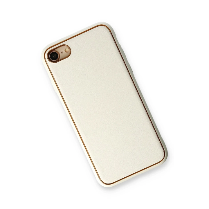 BFS  iPhone 7 Kılıf Coco Deri Silikon Kapak - Beyaz
