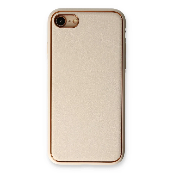 BFS  iPhone 7 Kılıf Coco Deri Silikon Kapak - Gold