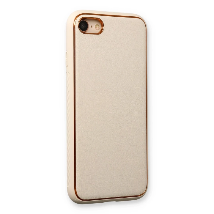 BFS  iPhone 7 Kılıf Coco Deri Silikon Kapak - Gold