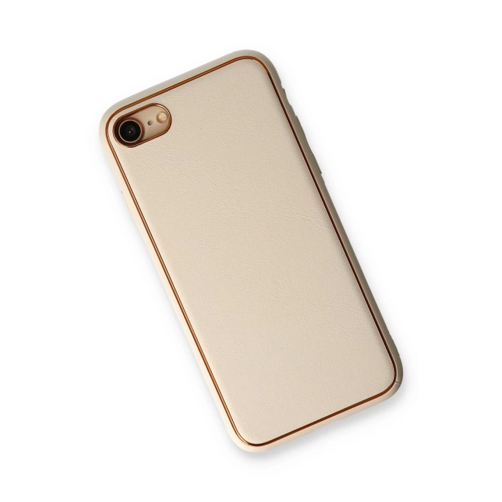 BFS  iPhone 7 Kılıf Coco Deri Silikon Kapak - Gold