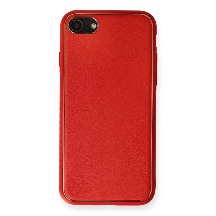 BFS  iPhone 7 Kılıf Coco Deri Silikon Kapak - Kırmızı