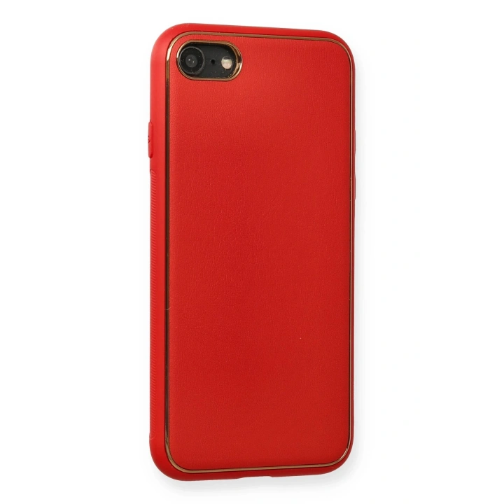 BFS  iPhone 7 Kılıf Coco Deri Silikon Kapak - Kırmızı