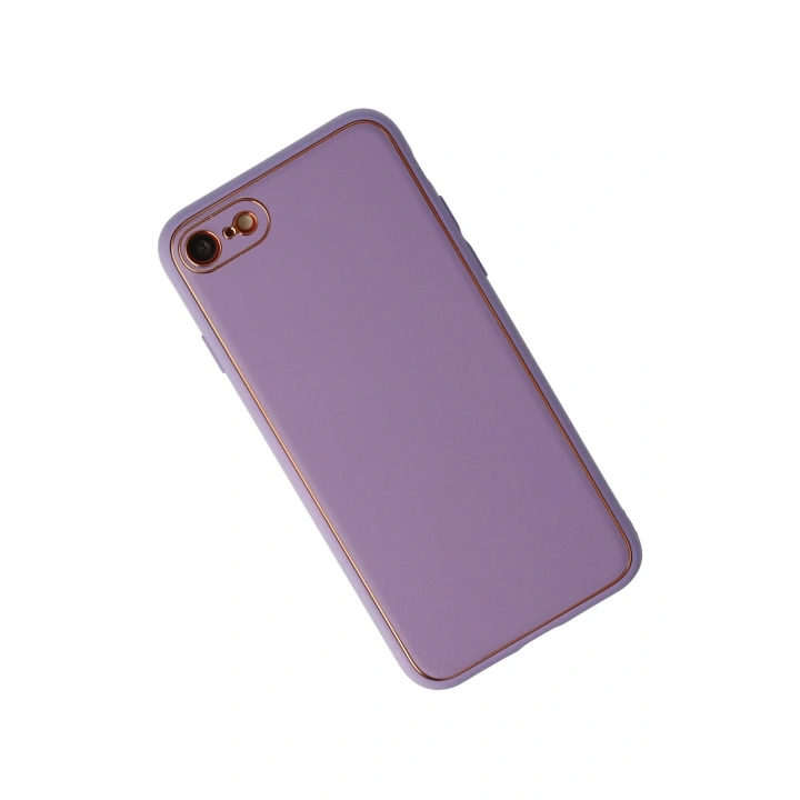 BFS  iPhone 7 Kılıf Coco Deri Silikon Kapak - Lila