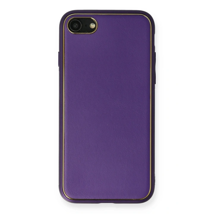 BFS  iPhone 7 Kılıf Coco Deri Silikon Kapak - Mor