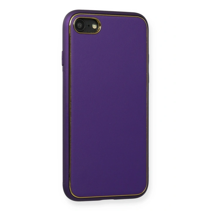 BFS  iPhone 7 Kılıf Coco Deri Silikon Kapak - Mor