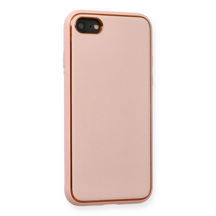 BFS  iPhone 7 Kılıf Coco Deri Silikon Kapak - Pembe