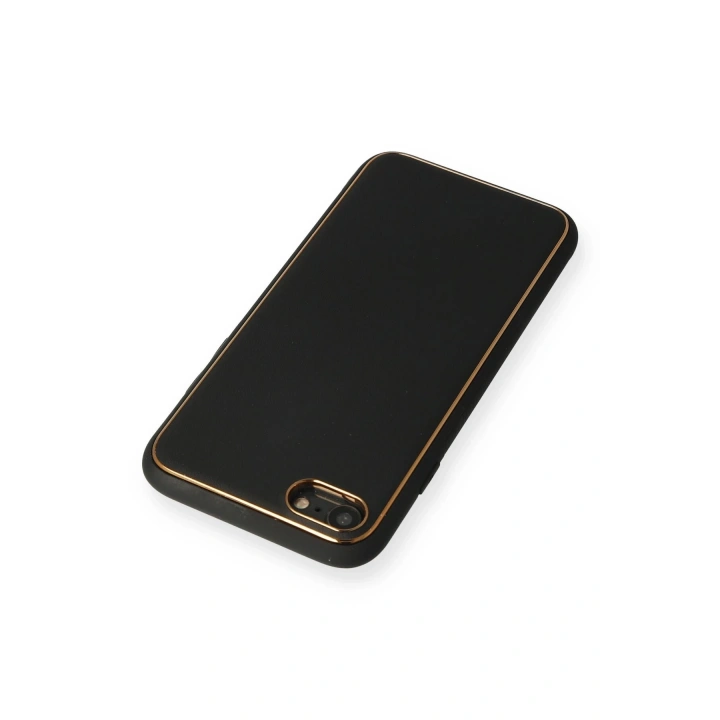 BFS  iPhone 7 Kılıf Coco Deri Silikon Kapak - Siyah