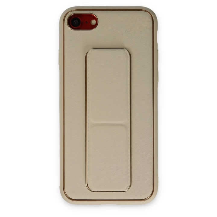 BFS  iPhone 7 Kılıf Coco Deri Standlı Kapak - Gold