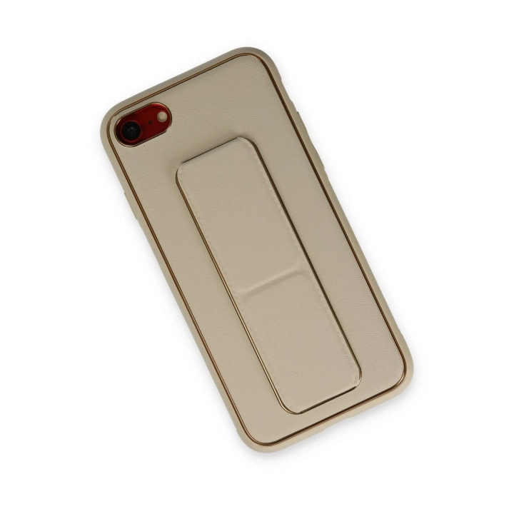 BFS  iPhone 7 Kılıf Coco Deri Standlı Kapak - Gold
