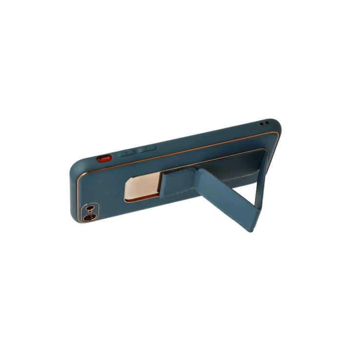 BFS  iPhone 7 Kılıf Coco Deri Standlı Kapak - Mavi