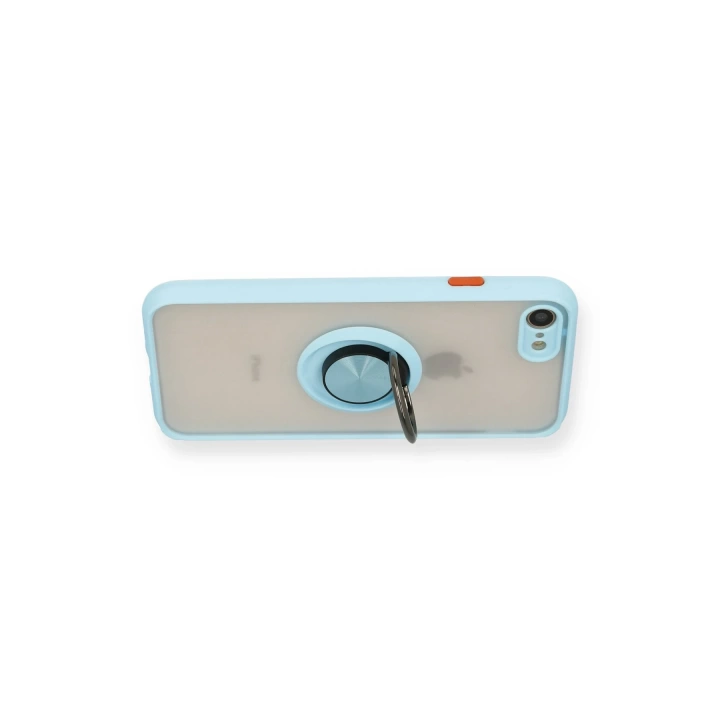 BFS  iPhone 7 Kılıf Montreal Yüzüklü Silikon Kapak - Buz Mavi