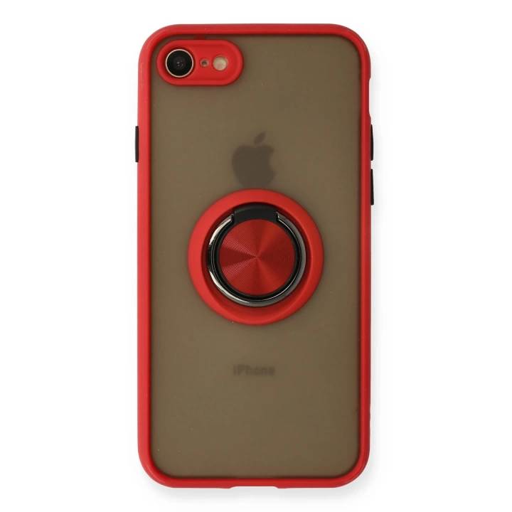 BFS  iPhone 7 Kılıf Montreal Yüzüklü Silikon Kapak - Kırmızı