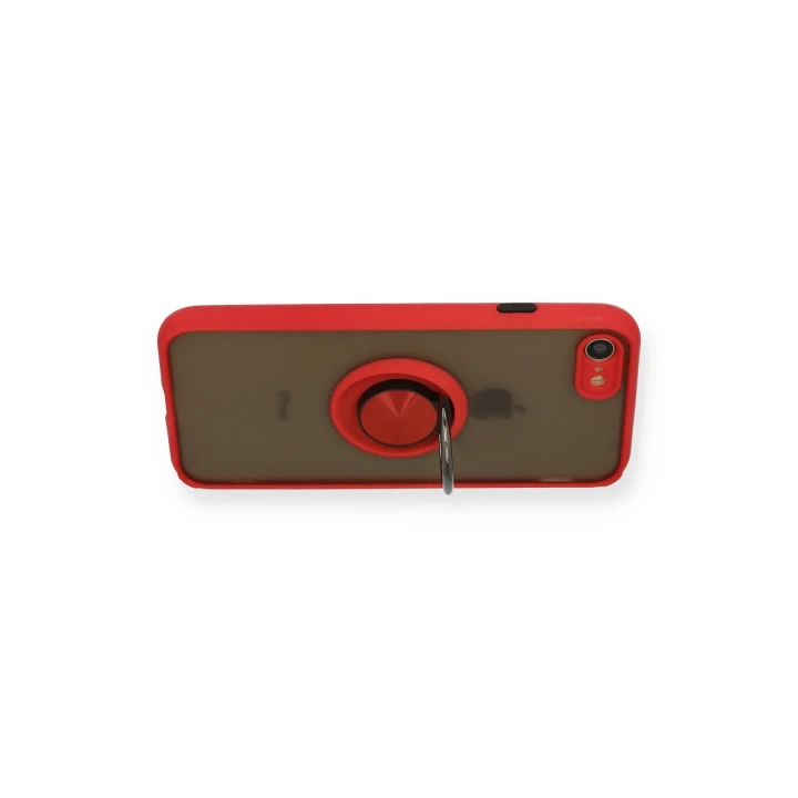 BFS  iPhone 7 Kılıf Montreal Yüzüklü Silikon Kapak - Kırmızı