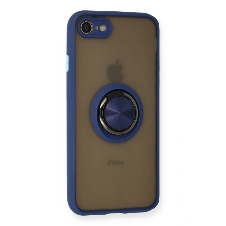 BFS  iPhone 7 Kılıf Montreal Yüzüklü Silikon Kapak - Lacivert