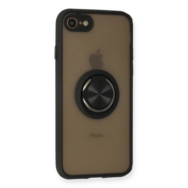 BFS  iPhone 7 Kılıf Montreal Yüzüklü Silikon Kapak - Siyah